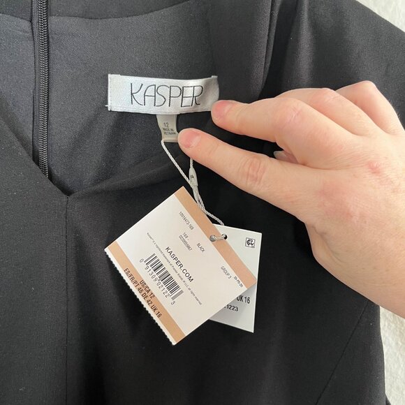 Kasper Womens V-Neck Sleeveless Sheath Dress Size 12 Business Professional - Picture 6 of 12